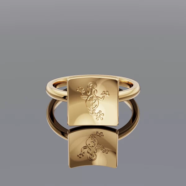 Gold Money Frog Ring -1 9-BJ MF Ring V9-2 10mm Bend square ring 10-6-23 YG